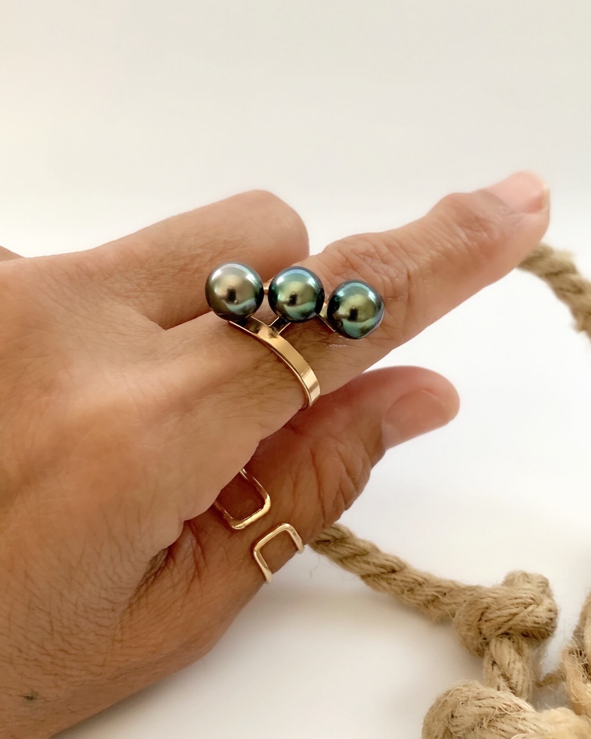Black Pearl Engagement Rings - Rose Gold Pearl Ring ABP178